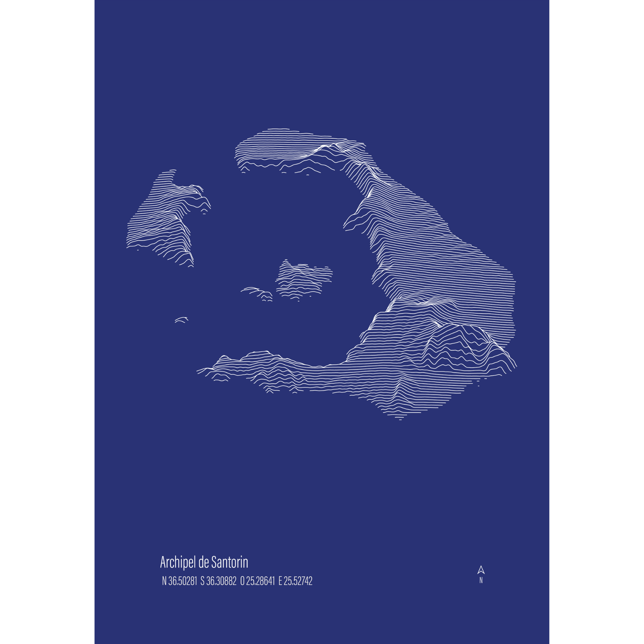 Illustration topographique de Santorin, vue alternative — Alta Ateliers
