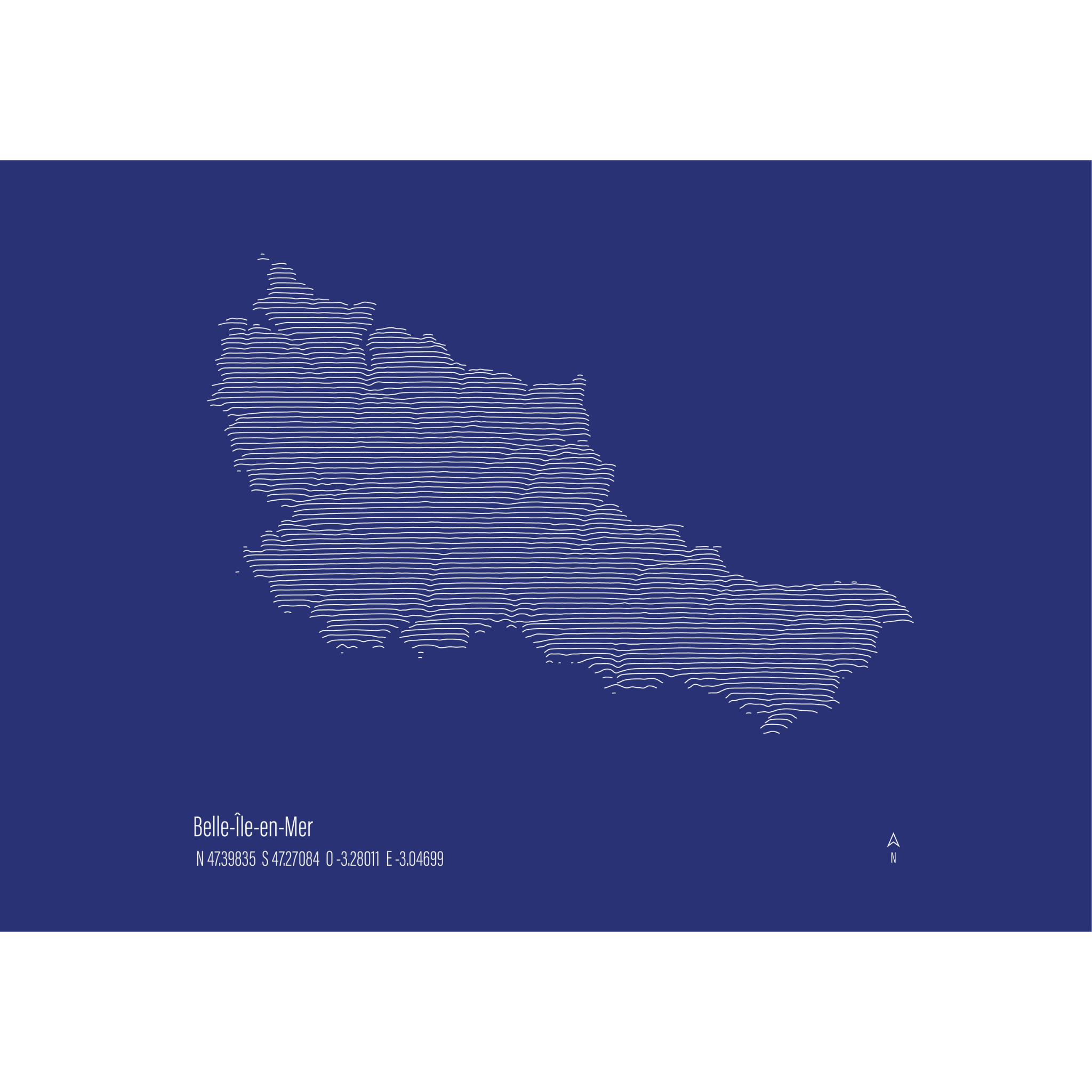 Illustration topographique de Belle-Île-en-Mer, vue alternative — Alta Ateliers