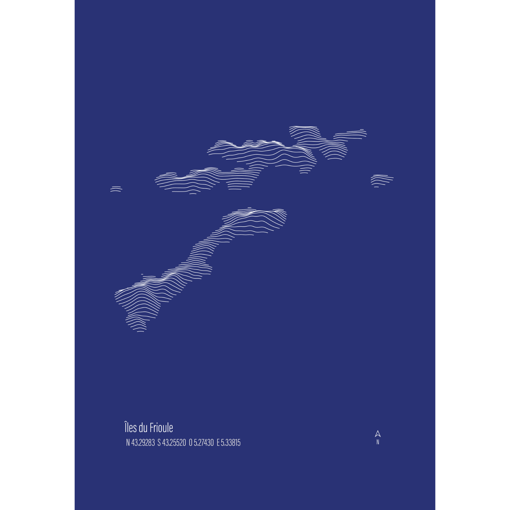 Illustration topographique des Îles du Frioule, vue alternative — Alta Ateliers