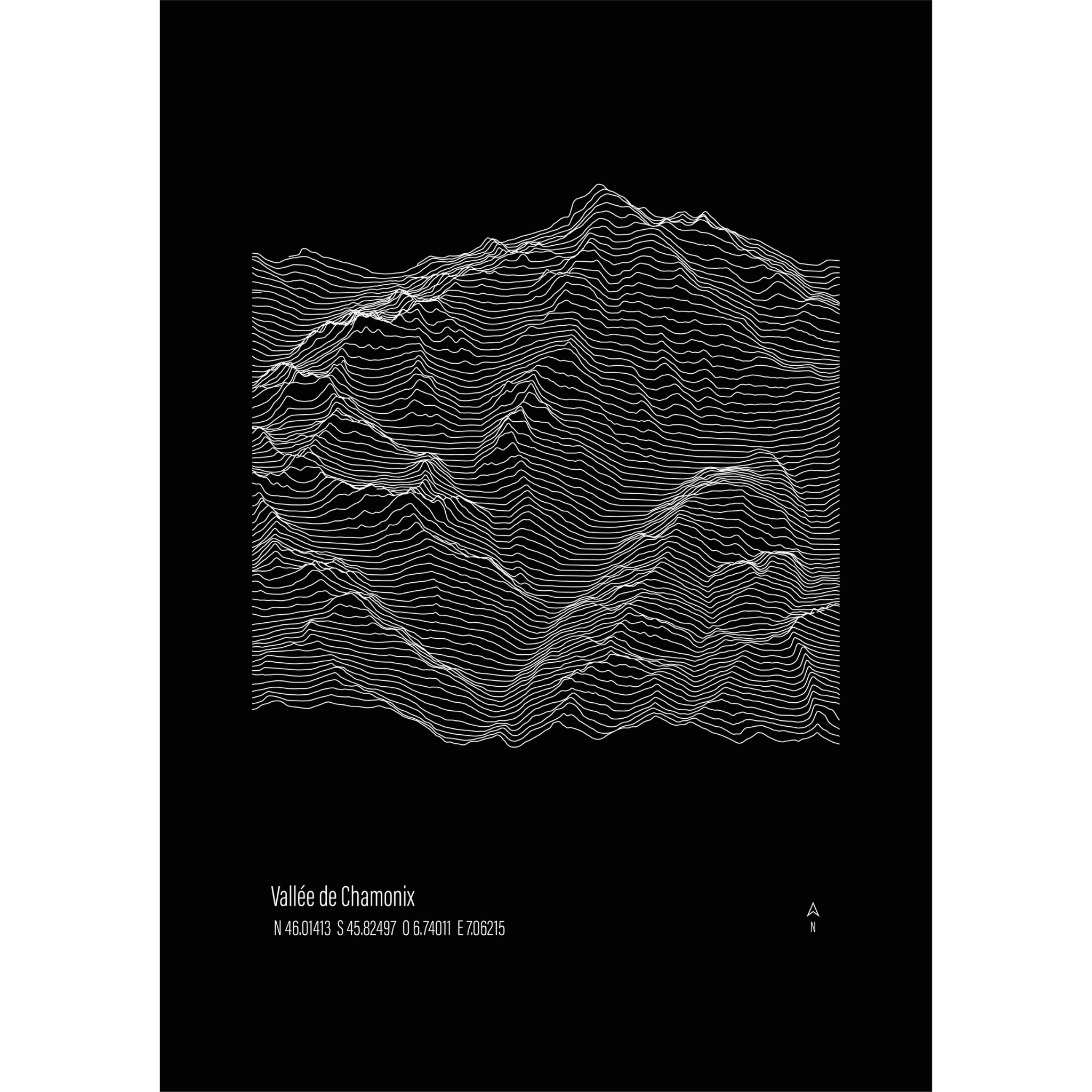 Illustration topographique de Chamonix, vue alternative — Alta Ateliers
