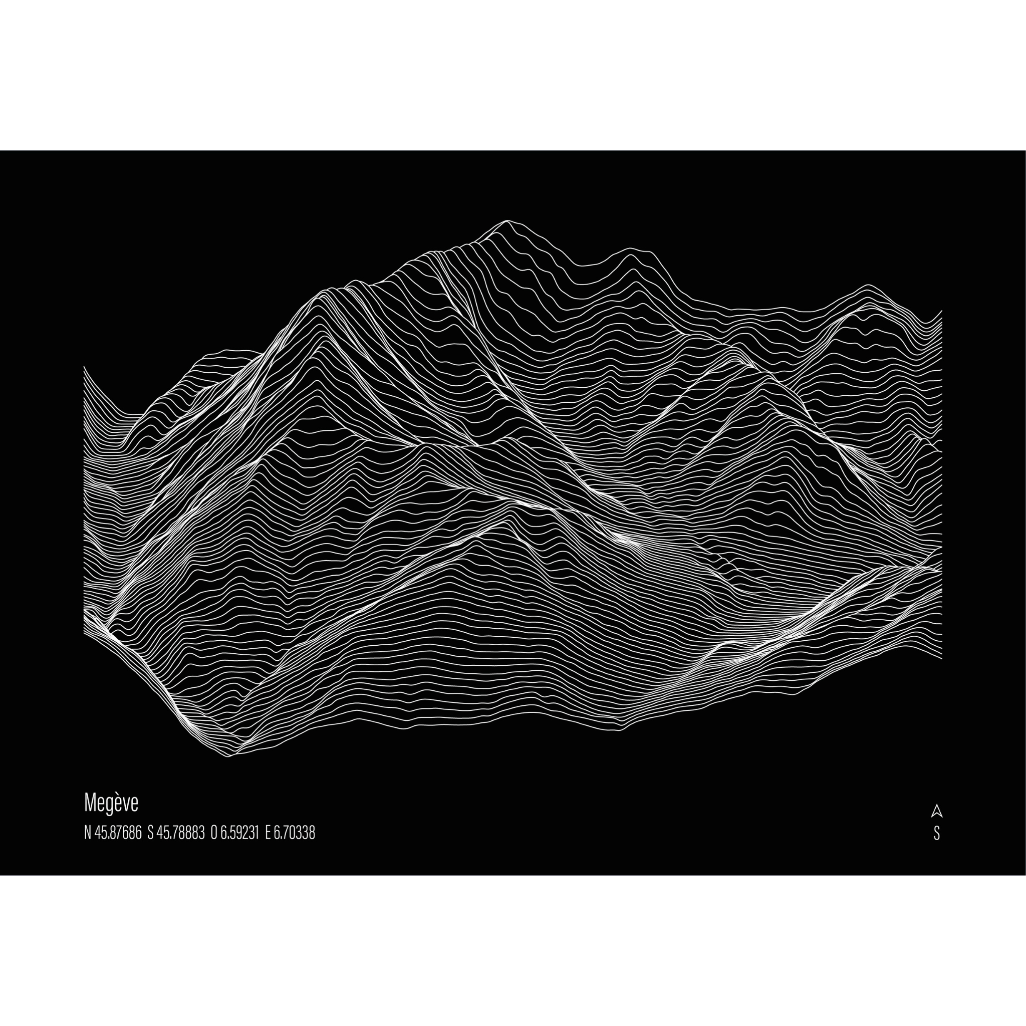 Illustration topographique de Megève, vue alternative — Alta Ateliers